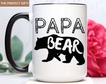 Taza de papá oso, taza de café para esposo, regalo del día del padre de la hija, anuncio de embarazo para el esposo, regalos de papá, regalos de papá del bebé