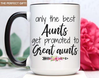 anuncio de tía bebé, regalo de anuncio de tía bebé, regalos de tía abuela, tía abuela, solo las mejores tías son promovidas a tía abuela, tazas