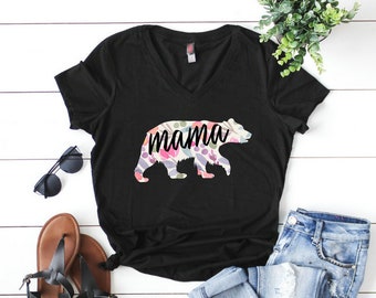 Mama Bear Camisa, Mamá Bear Camiseta, Mama Bear Camisa V cuello, Mama Bear Camisa Plus Tamaño, Mama Bear Tank, Mama Bear Shirt Floral, Mama Bear Regalo