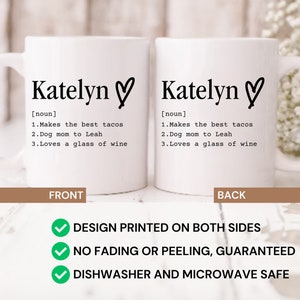 Personalized Name Definition Mug, Personalize Name Coffee Mug With Custom Definition, Custom Name Mug, Name Meaning Mug, Name Definition Cup image 2