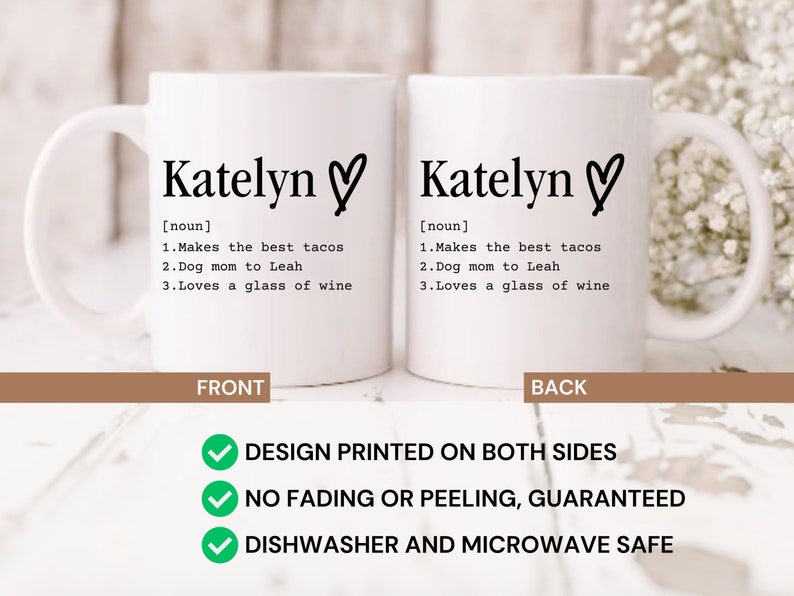 Personalized Name Definition Mug, Personalize Name Coffee Mug With Custom Definition, Custom Name Mug, Name Meaning Mug, Name Definition Cup image 2