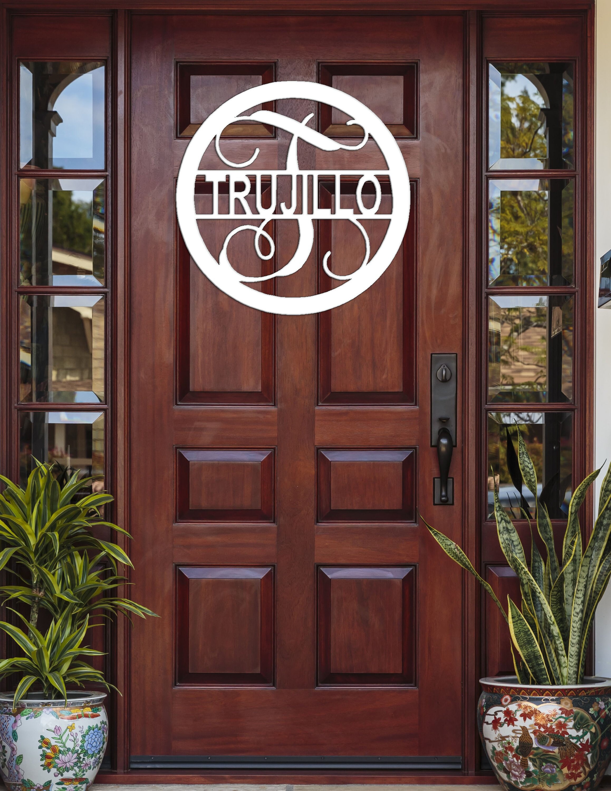 Monogram Door Hanger Front Door Wreath Metal Monogram Home Etsy