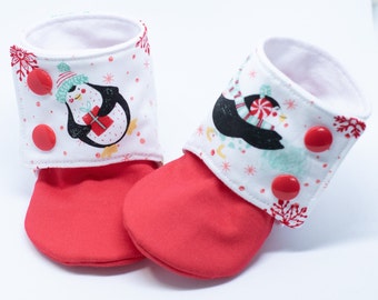 Christmas boots, Baby boots, Christmas booties, Christmas baby boots, Penguin baby, Baby gift, Newborn shoe, Toddler shoes,Stocking stuffers