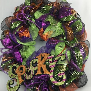 Halloween deco mesh wreath, Halloween wreath,  Halloween decor, whimsical wreath, door decor