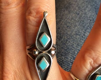 Petit point turquoise ring