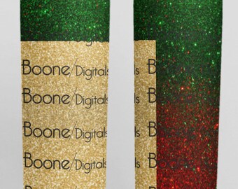 Green and red glitter with gold glitter frame Christmas tumbler wrap sublimation png file