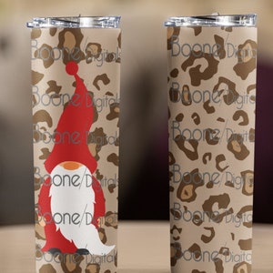 Leopard gnome tumbler wrap sublimation png file