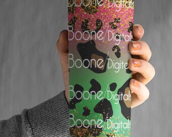 Pink and Green Leopard Gold Glitter tumbler wrap sublimation png file