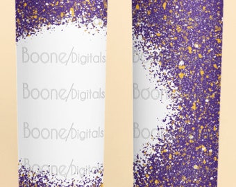 Purple and Yellow paint splatter with bleach spot tumbler wrap sublimation png file