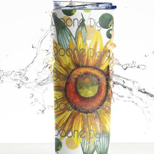 Watercolor sunflower tumbler wrap sublimation png file