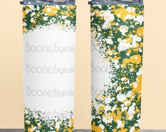 Green and Yellow paint splatter with bleach spot tumbler wrap sublimation png file