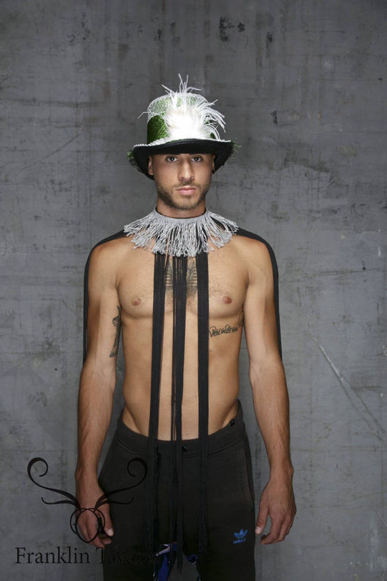 White Feathers Steampunk Top Hat Burning Man Mardi Gras Carnival Mad Hatter Tea Party Hat Headpiece Magician Top Hat Festival Accessories