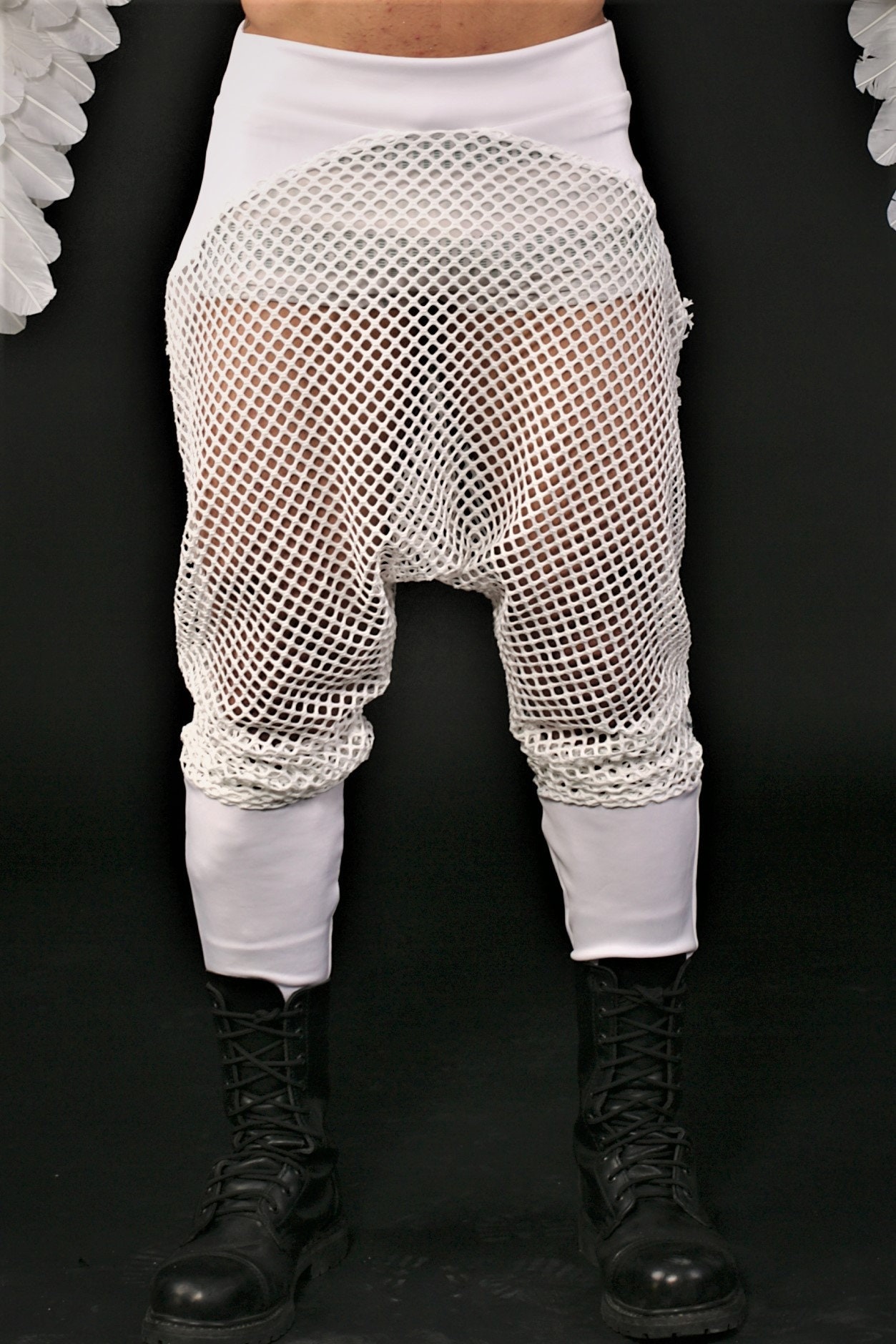 White Mesh Baggy Pants Drop crotch pantsHarem pants | Etsy