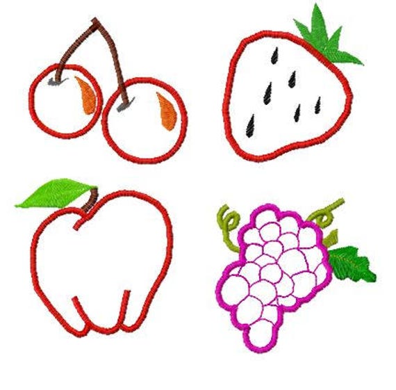 Fruit Applique 10 Fruit Machine Embroidery Design Pack | Etsy