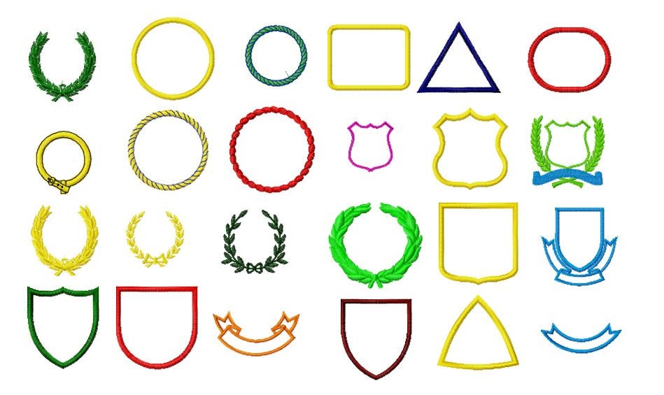 24 Designs Badges and Frames Machine Embroidery Design Pack Etsy