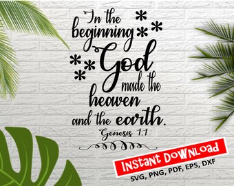 In the Beginning God Created the Heaven and Earth Svg - Etsy