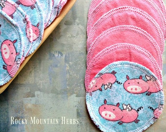When Pigs Fly, Reusable Cotton, Facial Rounds, Zero Waste, Eco Friendly Wipes, Cotton Pads, Exfoliator, Washable Wipes