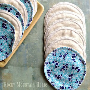 Reusable, Cotton Facial Rounds, in Blue Bell Floral, Zero Waste, Eco Friendly, Wipes, Cotton Pads, Exfoliator