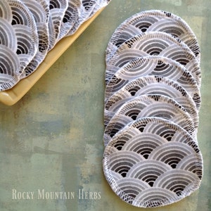 Reusable, Cotton Facial Rounds, in Gray Waves, Zero Waste, Eco Friendly, Wipes, Cotton Pads, Exfoliator