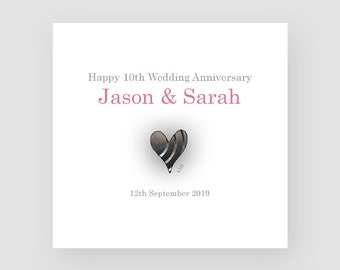 Personalised 10th Anniversary Card Husband Wife 7th 8th 9th 11th 12th 13th Tin