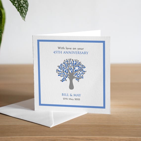 Personalised Handmade 45th Wedding Anniversary Card Blue Sapphire
