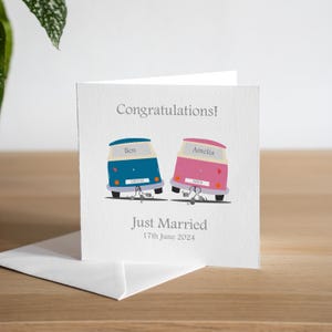 Carte de mariage personnalisée pour camping-car, carte de mariage de Mr et Mme Just Married, cadeau de mariage fait main pour les propriétaires de camping-car, félicitations pour les nouveaux mariés
