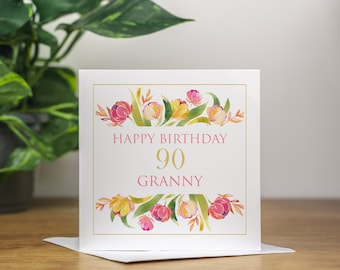 Personalised 90th Birthday Card For Her - 90th Birthday Card Mum - 90th Birthday Card For Woman - Personalised 90th Birthday Gift