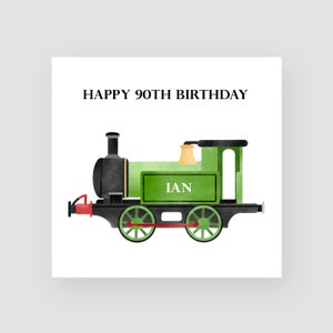 Cartão personalizado de 90º aniversário para ele - Cartão de aniversário de trem a vapor - Cartão de feliz aniversário de 90º aniversário - Cartão de 90º aniversário para o pai - Trainspotter