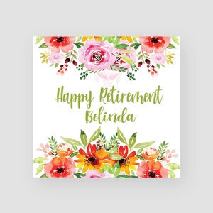 Carte de retraite personnalisée Carte de retraite florale pour maman Fleurs cadeau de départ à la retraite Collègue de travail quittant le travail Bonne chance pour sa femme à la retraite