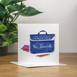 Cartão de agradecimento personalizado para professor, cartão de agradecimento do dia mundial do professor, presente de final de período, cartão de escola primária para ele