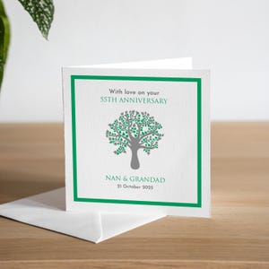 Biglietto d'auguri personalizzato fatto a mano per il 55° anniversario di matrimonio, smeraldo, regalo per il 55° anniversario, con amore sul tuo biglietto d'auguri per il 55° anniversario, cinquant'anni