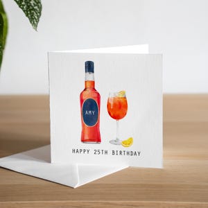 Biglietto di auguri di compleanno personalizzato con Aperol Spritz - Biglietto di auguri personalizzato per il 25° compleanno - Biglietto di auguri con cocktail - Regalo per il 25° compleanno per lei