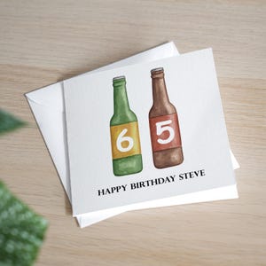 Gepersonaliseerde 65e verjaardagskaart voor bierliefhebber - 65e verjaardagskaart voor hem - echtgenoot 65e verjaardagskaart - vader 65e verjaardagskaart
