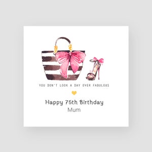 Cartão de aniversário personalizado de 75 anos, esposa, setenta e cinco, cartão de aniversário, mãe, presente de aniversário de 75 anos para ela, cartão de aniversário da moda para mulheres de 75 anos