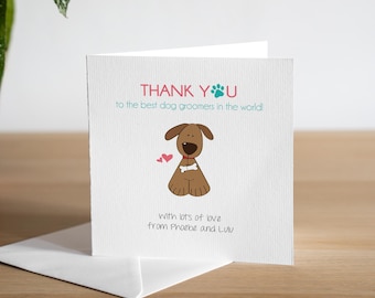Personalised Thank You Dog Groomer Card Dog Grooming Gift Dog Daycare Thank You Card From The Dog Sitter Thank You Card Kennels