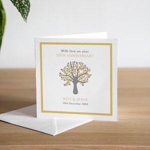 Tarjeta personalizada hecha a mano para el 50.º aniversario de bodas dorada. Regalo para el 50.º aniversario de oro con amor en tu tarjeta de 50.º aniversario. Cincuenta años.