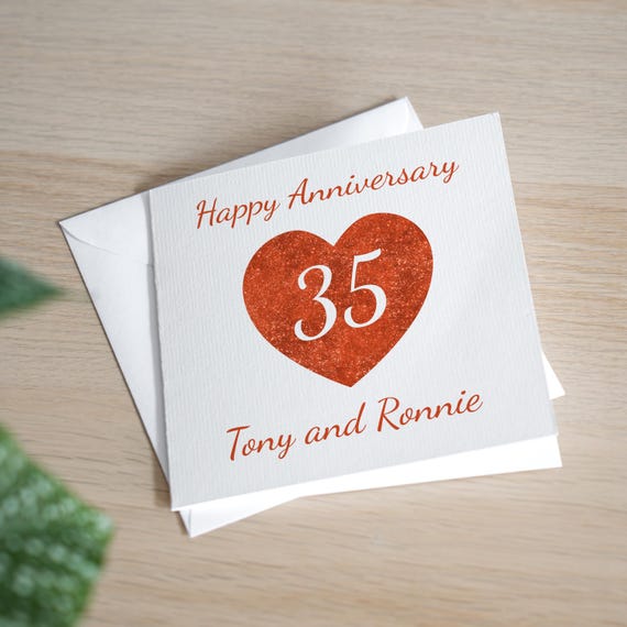 Biglietto d'auguri per il 35° anniversario di matrimonio in corallo - Mamma e papà o qualsiasi nome***Spedizione gratuita nel Regno Unito*** - Italia