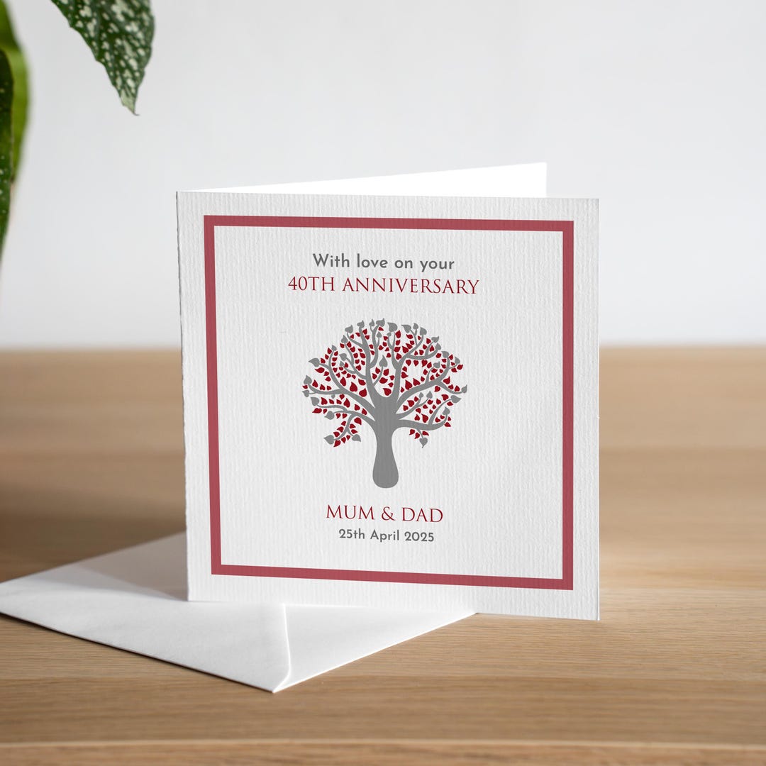 Personalised Handmade 40th Wedding Anniversary Card Ruby 40th ...