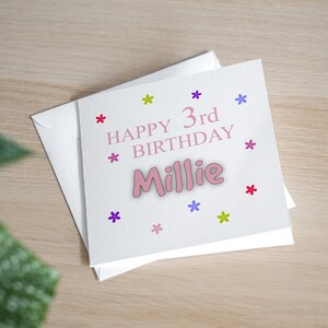 Personalised 3rd Birthday Card For Girl - Third Birthday Card Daughter - 3rd Birthday Card Granddaughter - 3rd Birthday Gift For Girl
