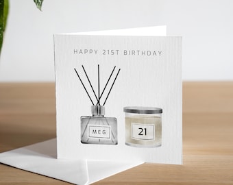 Personalised 21st Birthday Card for Her, Elegant 21st Birthday Card, Custom Name & Age Card, Stylish Card for Daughter Granddaughter Friend