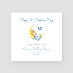 Carte personnalisée Happy 1st Father's Day - Baby Angel - Cadeaux de fête des pères - Papa - Papa - Beau-père - Parrain - Beau-père