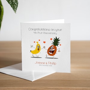 Tarjeta de aniversario personalizada para el cuarto aniversario Tarjeta de aniversario de frutas para el esposo Regalo del cuarto aniversario de bodas para la esposa Tarjeta de aniversario de 4 años para él