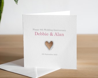 Carte personnalisée du 8e anniversaire - Carte d'anniversaire bronze - Carte du huitième anniversaire - Cadeau du 8e anniversaire - Carte d'anniversaire de 8 ans