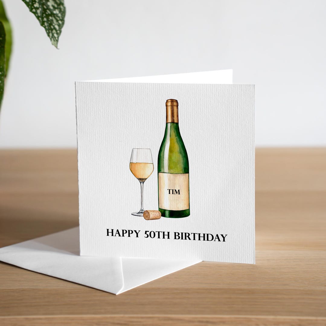 Personalised 50th Birthday Card Wine Fiftieth Birthday Card Dad Age 50 ...