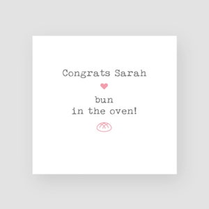 Tarjeta de Felicitaciones de Embarazo Personalizada - Bollo en el Horno - Para Ella/Él - Bebé Recién Nacido - Baby Shower - Regalos de Bebé - Llegada del Bebé