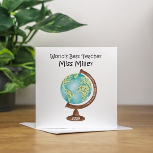 Biglietto di ringraziamento personalizzato per l'insegnante. La migliore carta per l'insegnante al mondo. Regali per la Giornata mondiale dell'insegnante. Biglietto di ringraziamento per la fine dell'anno scolastico