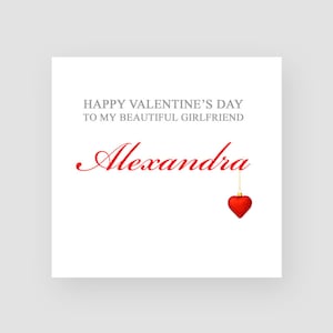 Carta di San Valentino personalizzata - Buon San Valentino - Penzolano Cuore Rosso - Per lei - Per moglie - Per Ragazza - Per Fidanzata