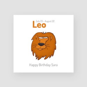 Gepersonaliseerd Leo verjaardagskaart - grappige verjaardagskaart - voor hem - voor haar - Zodiac - Horoscoop - sterrenbeeld - Astrology - Vuur teken