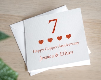 7th Anniversary Card - Copper Anniversary Card - Seventh Anniversary Card - Copper Wedding Anniversary Gift - 7 Years Married Gift