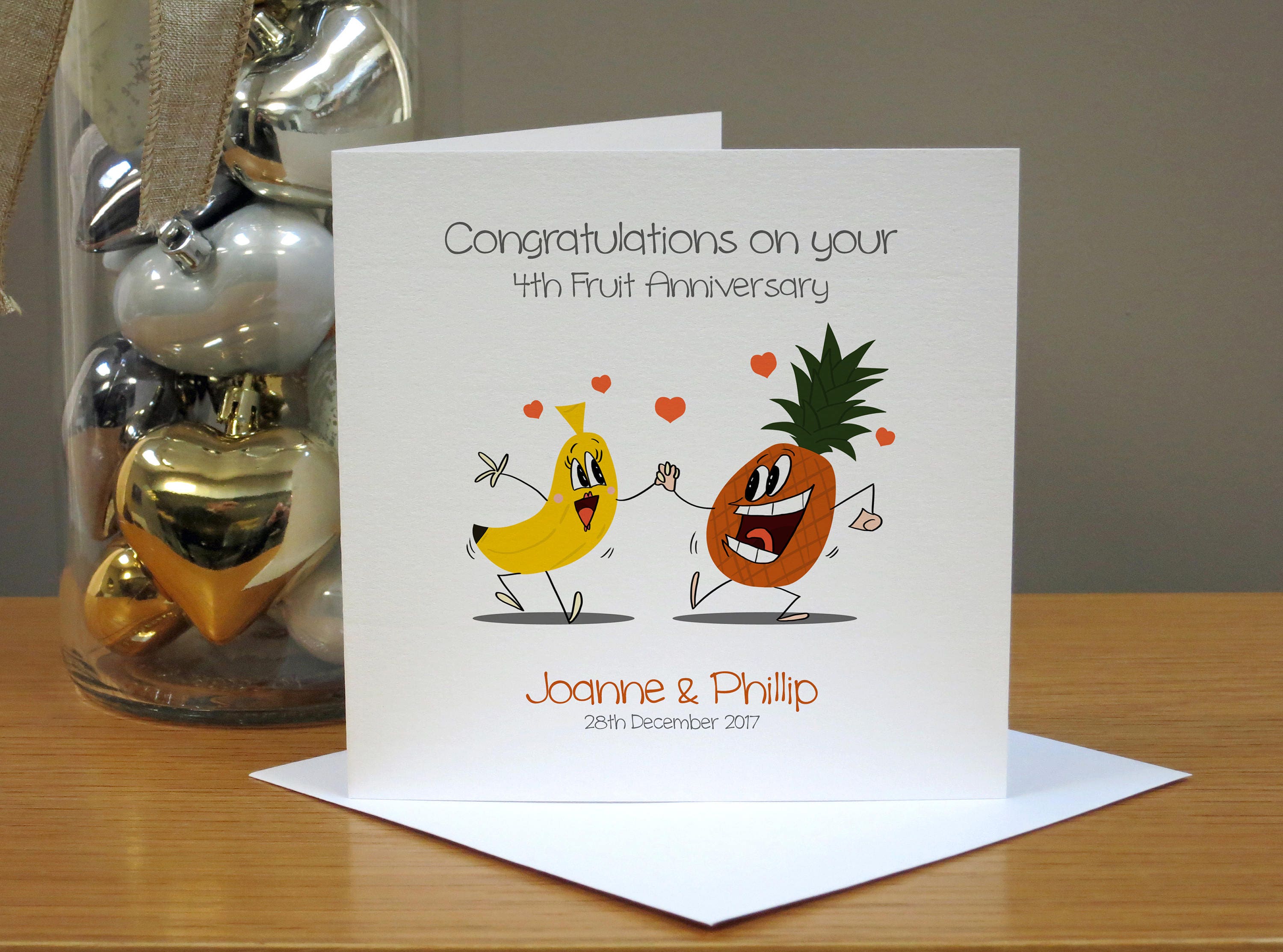 Personalised 4th Anniversary Card Fruit Anniversary Card Etsy